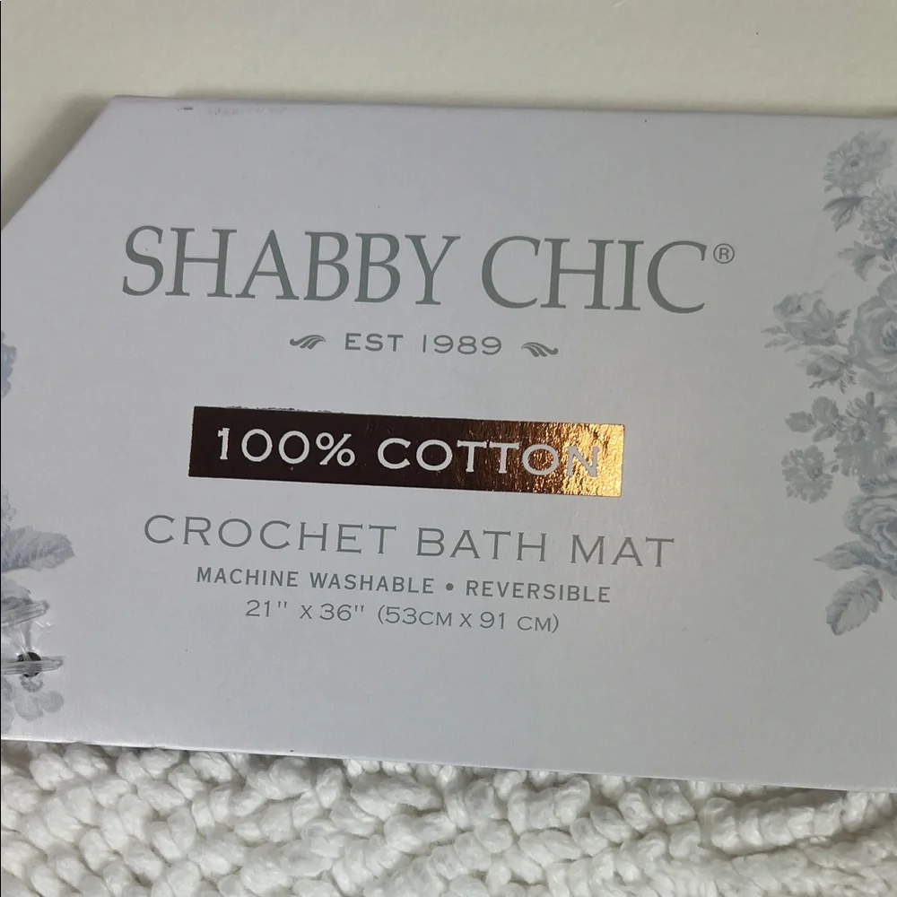 Shabby Chic Crochet Bath Mat Rug 100% Cotton White Oval 21